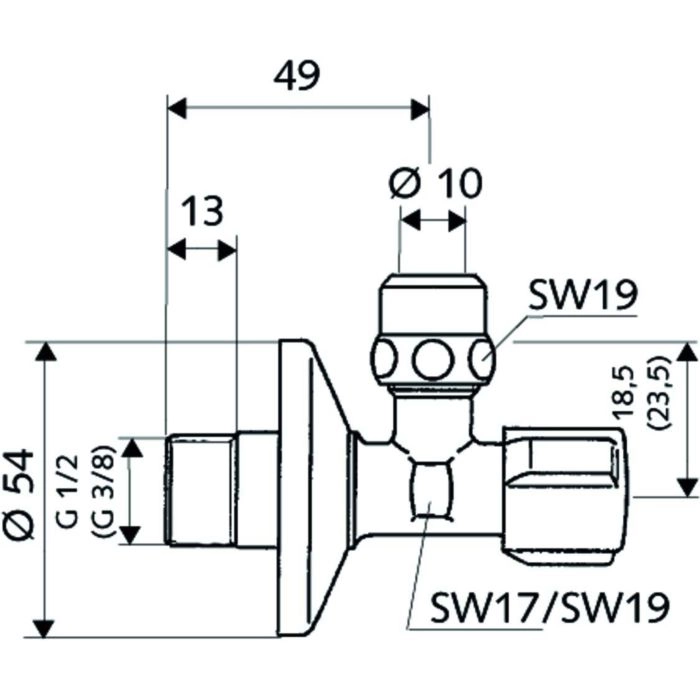 Угловой вентиль Schell Comfort, 1/2"x3/8", хром