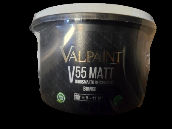 V55 Matt Bianco (1л)  (База А) декоративная гидроэмаль для внутренних работ с матовым эффектом