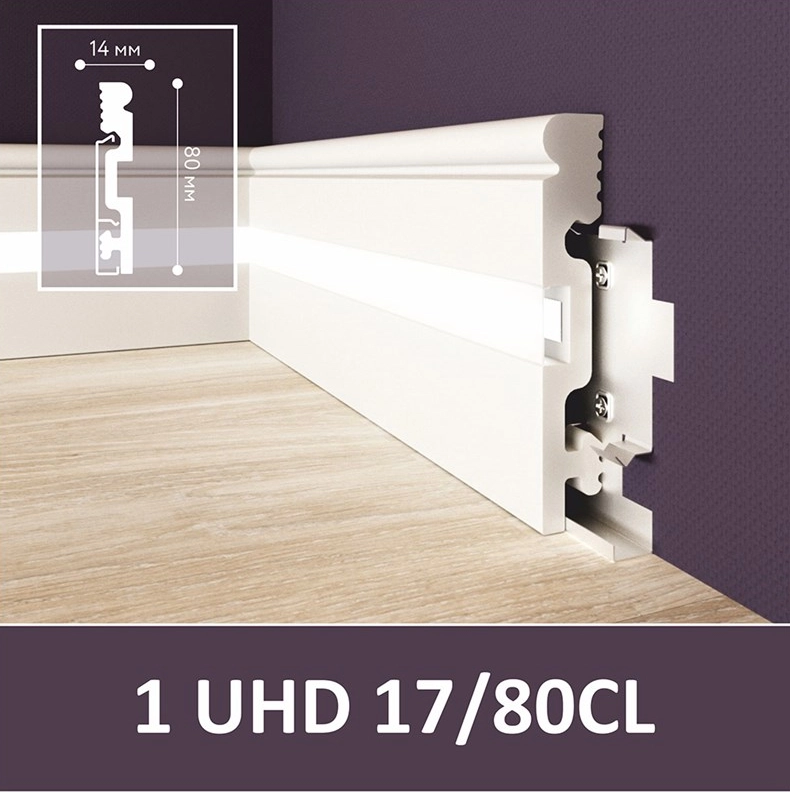 17/80CL 1 UHD  Плинтус напольный  из полимера ультравысокой плотности с подсветкой (10)