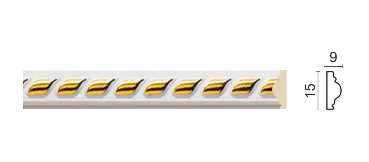 215-115G/ Белый с золотом/ Молдинг (15*9*2400)/ 80