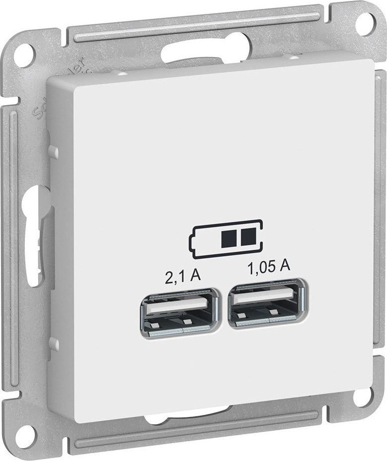 USB розетка - 2 порта с/у б/рамки "ATLAS" белый (1) atn000133