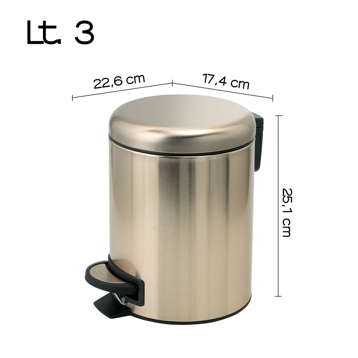 Ведро для мусора 3л Gedy Potty, золото PVD (3209-87)