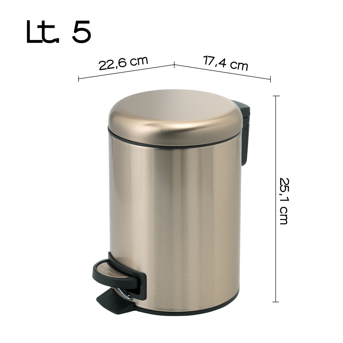 Ведро для мусора 5л Gedy Potty, золото PVD (3309-87)