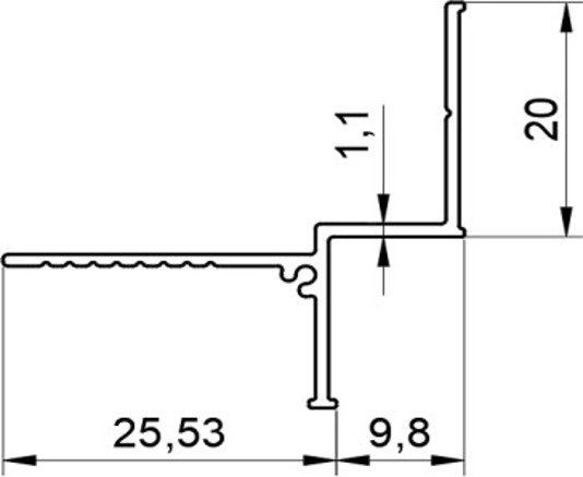 ADS-38 Теневой плинтус черный анод (35x35,3x2500мм)  (5345)