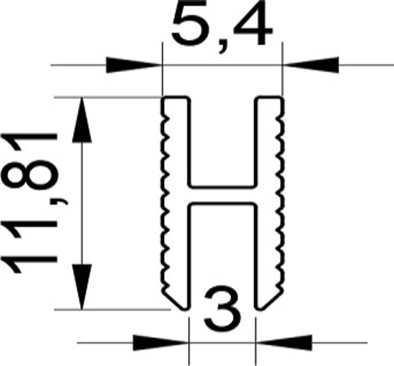 ADS-47 Теневая рейка черный анод  (11,8x5,4x3000мм)  (00057)