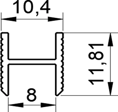 ADS-49 Теневая рейка DUAL черный анод зазор 8мм (10,4х11,8х2500мм) (00056 EHM9)