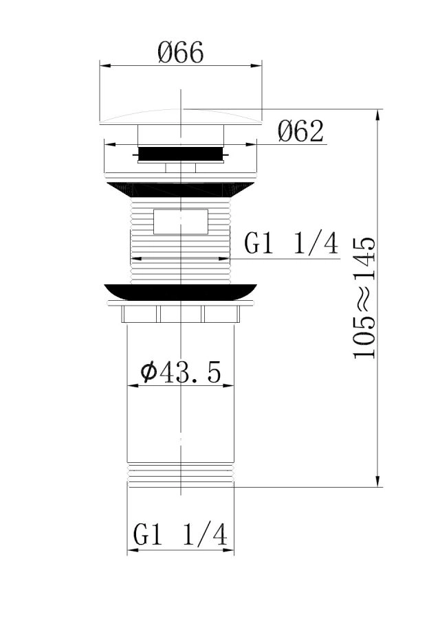 Донный клапан ABBER AF0010G с переливом, золото матовое