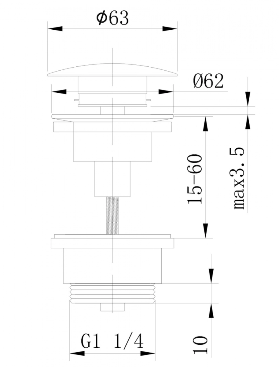 AF0011B Донный клапан ABBER AF0011B без перелива, клик-клак, черный матовый
