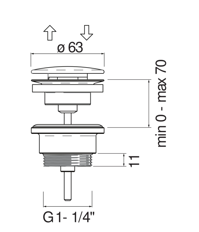 Донный клапан Nobili Push, хром AV00110/11CR