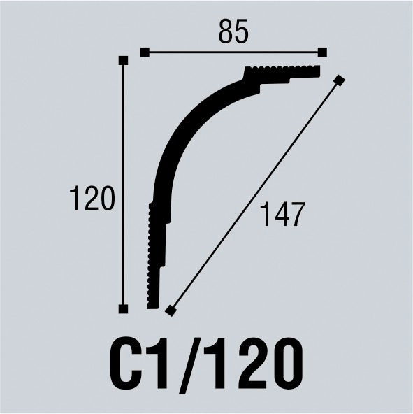 С1/120 Плинтус потолочный (85*120) (22 шт) Bello Deco