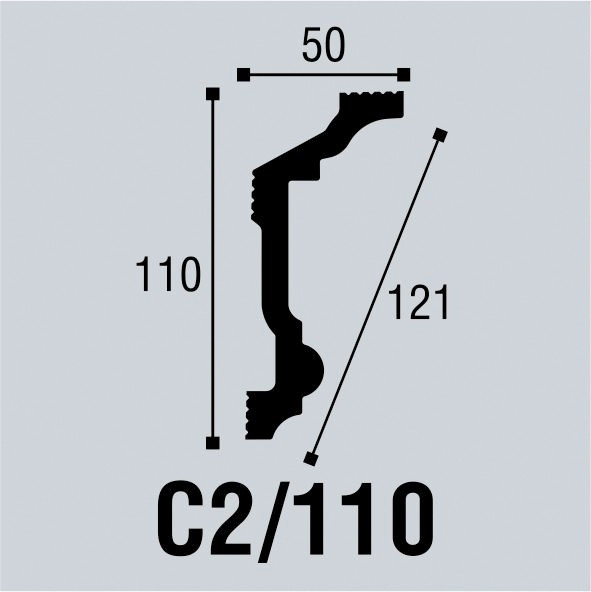 С2/110 Плинтус потолочный (110*50) (24шт) (21шт) Bello Deco