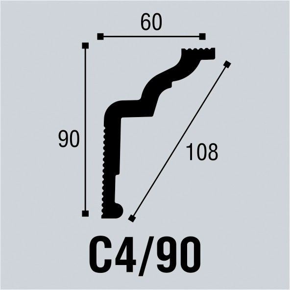 С4/90Н Плинтус потолочный (90*60) (32 шт) Bello Deco