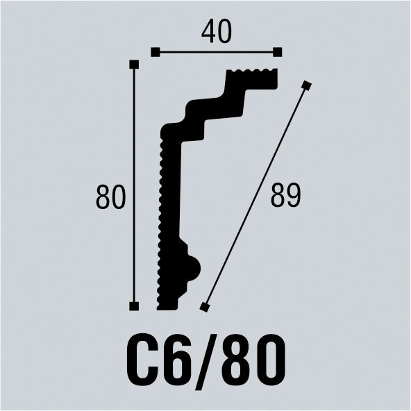 С6/80 Плинтус потолочный (80*40) (43 шт) Bello Deco