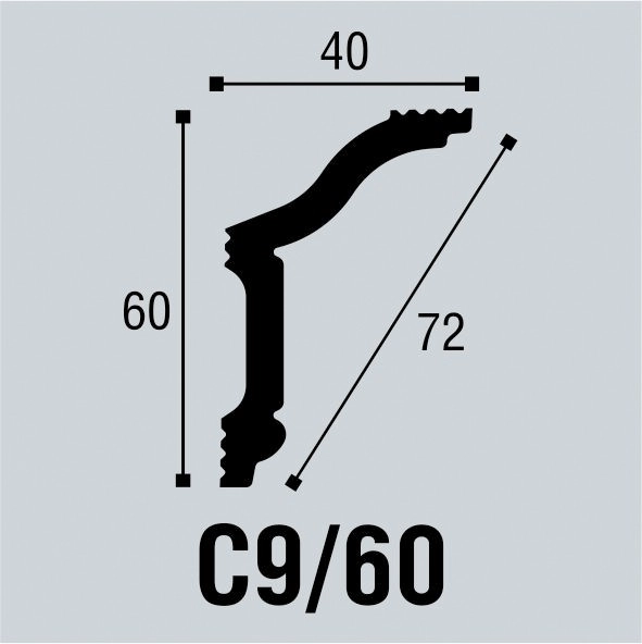 С9/60 Плинтус потолочный (60*40) (60шт) Bello Deco