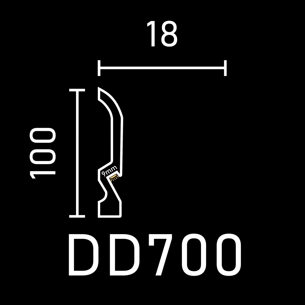 DD700 Плинтус с подсветкой (100х18.1x2000мм) 13шт
