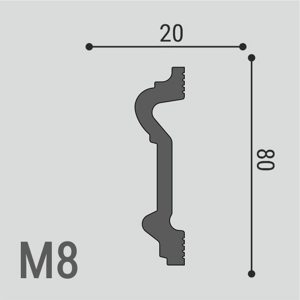 М8 Молдинг XPS POLYMER Де-Багет (80*20) (16шт)