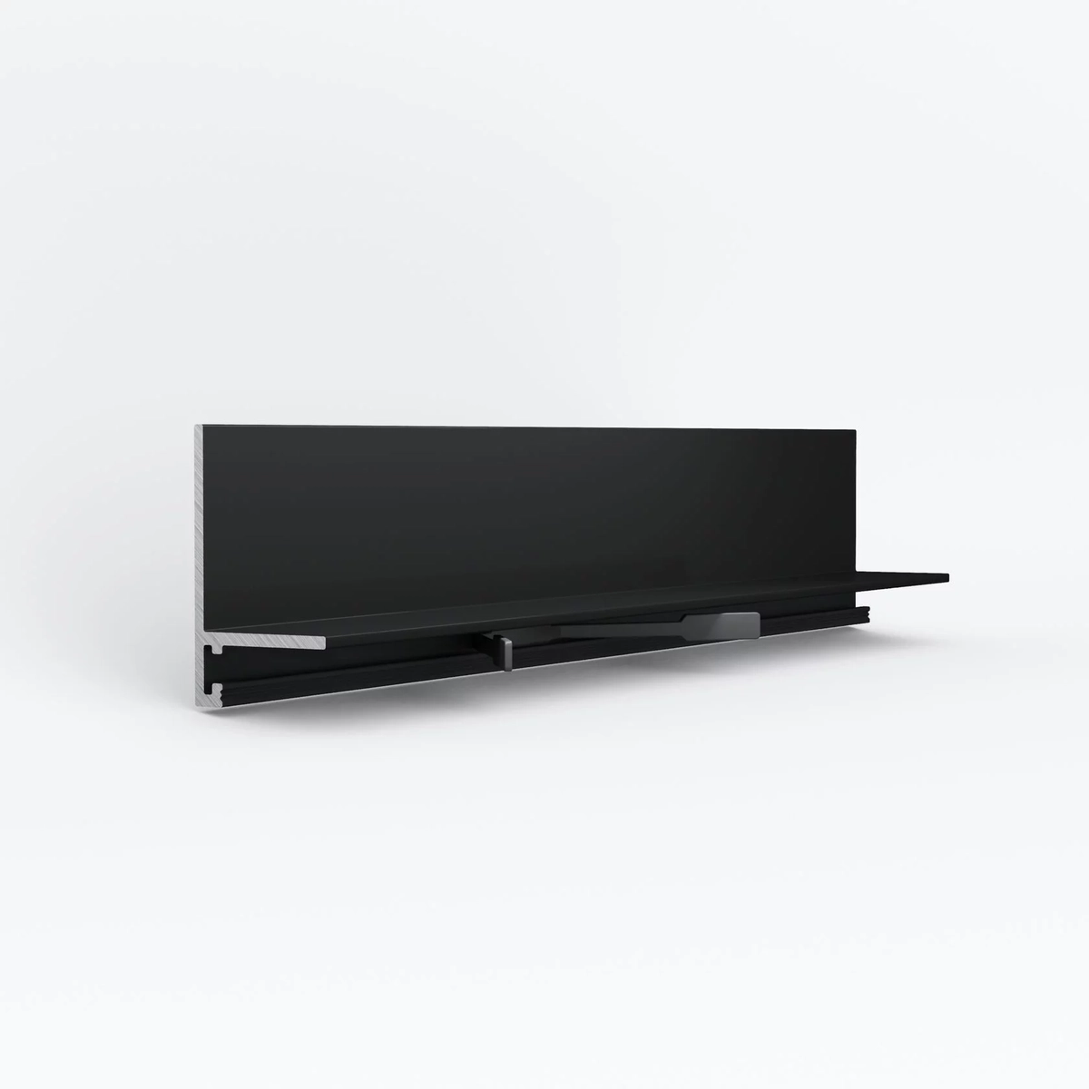 Micro-L угловой Чёрный МАТОВЫЙ  (2,45м) (25,8х16,2х5,5х2450мм) RAL9005 7 зажимов в комплекте LACONISTIQ Микроплинтус