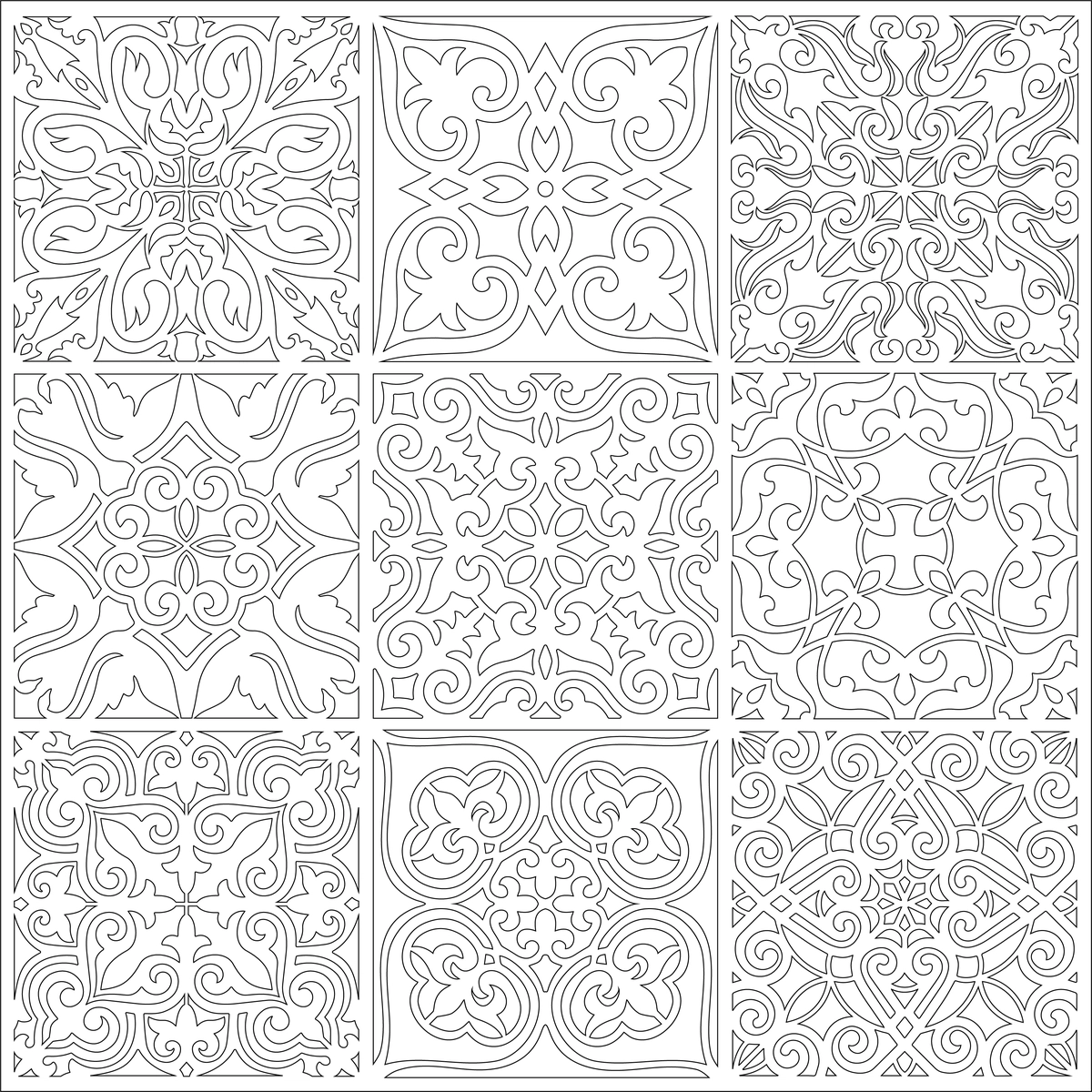 Т9 "Евроузоры" 600*600мм. трафарет (1мм)